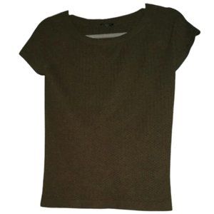 Pointelle Talbots Olive Green Knit Cap Sleeve Stretch Sweater Top S M Stretchy